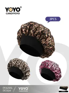 3PC Luxury Leopard Hair Bonnet for Women, Leopard Printed Elastic Hair Bonnet – Ultra-Soft, Breathable Sleep Bonnet for Hairstyle Preservation & Luxury Daily Wear