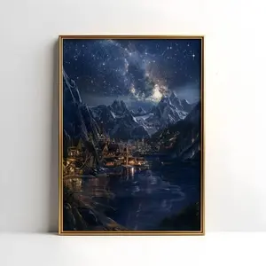 Velaris Night Court: Velaris Night Court Unframed Art Print - ACOTAR Mountain Range Wall Decor - City of Starlight Aesthetic - A Court of Thorns and Roses Art