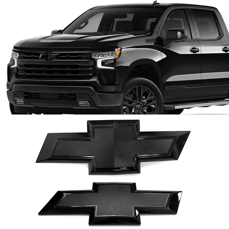Chevy Silverado Bowtie Emblems Chrome/Gloss Black 2-Pack, Front Grille & Tailgate Replacement for 2023-2026 Silverado 1500, 2020-2026 2500HD 3500HD
