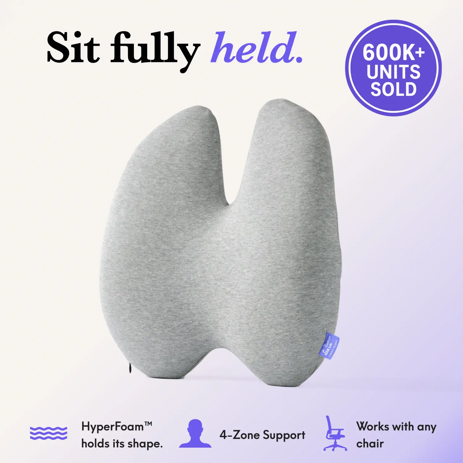 Cushion Lab | Back Relief Lumbar Pillow — Sit Supported, All Day — Memory Foam Back Cushion for Office Chair, Car & Sofa