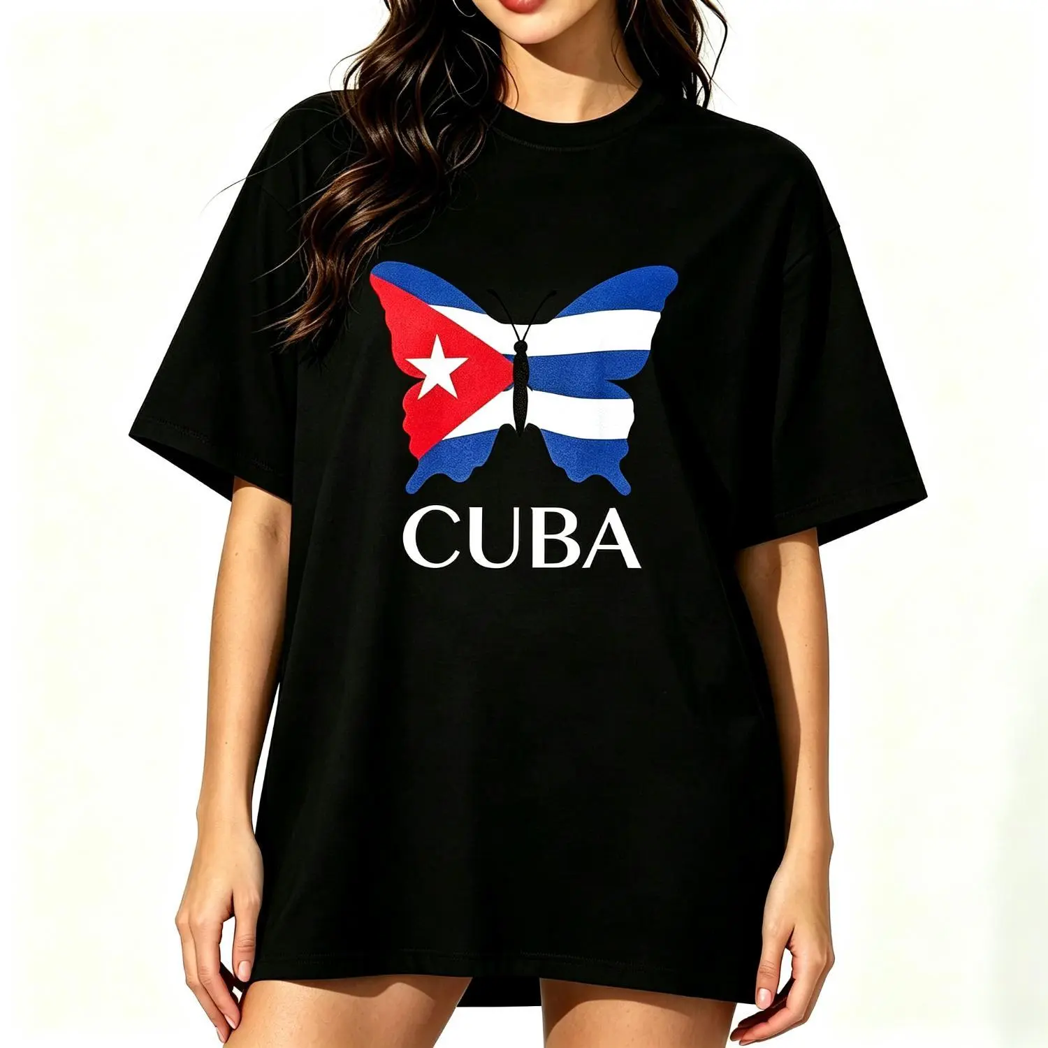 Cuba Flag Butterfly Cotton T-shirt