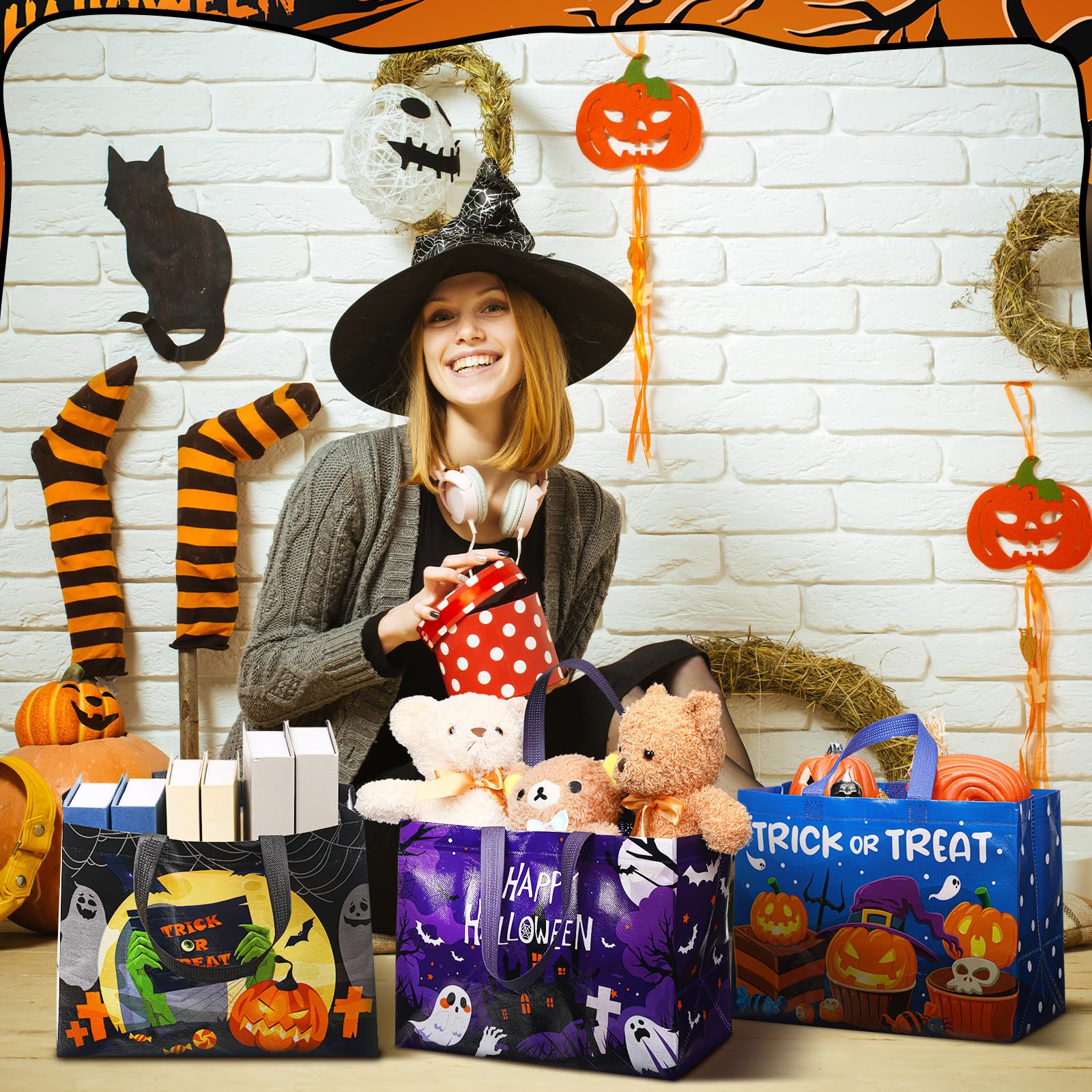 30 Pcs Halloween Candy Bags Non Woven Gift Bags with Handle Trick or Treat Bags with Ghost Vampire Zombie Bat Black Cat Patterns,Snack Goodie Bags for Students Adults,Halloween Birthday Party Favor Supplies 30 Pcs Halloween Candy Bags Non Woven Gift Bags with Handle Trick or Treat Bags with Ghost Vampire Zombie Bat Black Cat Patterns,Snack Goodie Bags for Students Adults,Halloween Birthday Party Favor Supplies