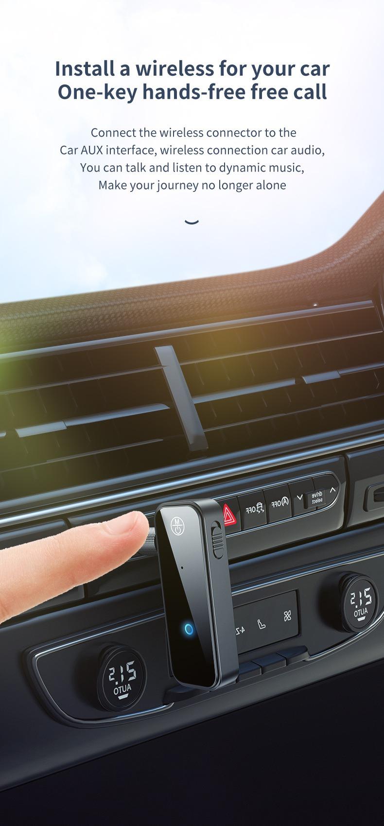 Bluetooth Audio Receiver Wireless FM Transmitter AUX Input Bluetooth-Compatible Sound Adapter for Car Automotive Bluetoothtransmitter Carplay Stick