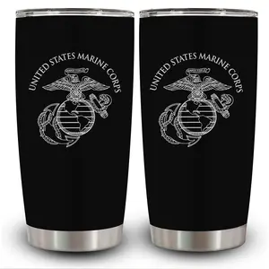Military Gift Shop Marine Corps 20oz Insulated Tumbler-Double-Walled Stainless Steel Travel Cup-Durable & Leakproof-Disabled Vet Owned Business USMC 20oz Tumbler