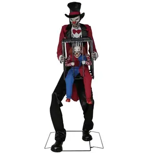 Rotten Ringmaster with Clown Cage Animatronic Decoration