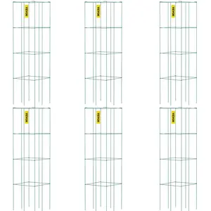 VEVOR Tomato Cages,  14.6\" x 14.6\" x 39.4\", 6 Packs Square Plant Support Cages, Green PVC-Coated Steel Tomato Towers for Climbing Vegetables, Plants, Flowers, Fruits