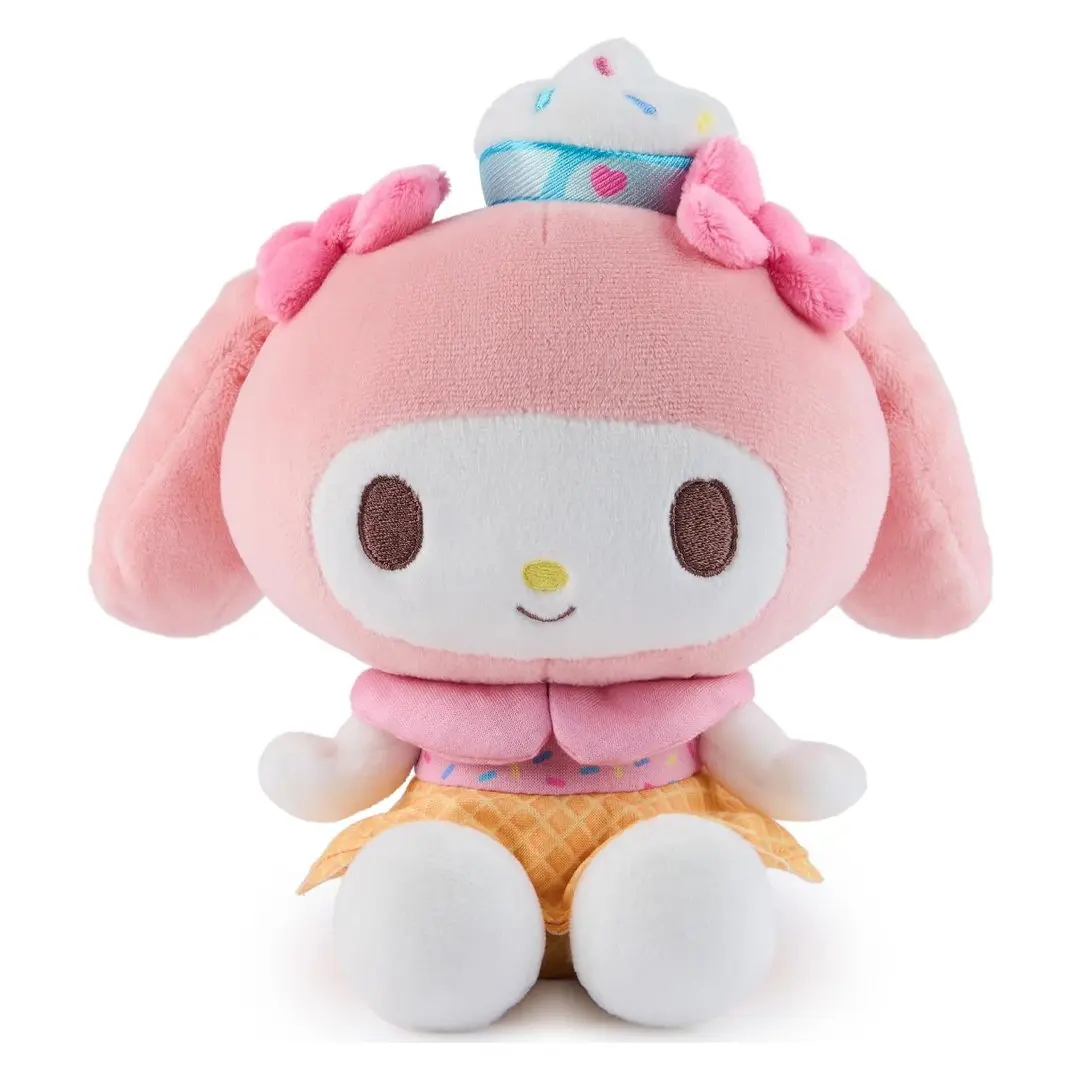 GUND Sanrio Hello Kitty and Friends My Melody 6" Ice Cream Plushie, Kawaii Stuffed Animal, Cuddly Doll Gift, Soft Furry Collectible, Cute Toy, Animal Merch, Cartoon Animal Pattern