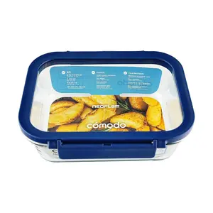 NEOFLAM COMODO Rectangular Glass Food Container 1000ml - Borosilicate Heat-Resistant, Airtight, Leak-Proof, Reusable Lunch Box for Meal Prep & Storage
