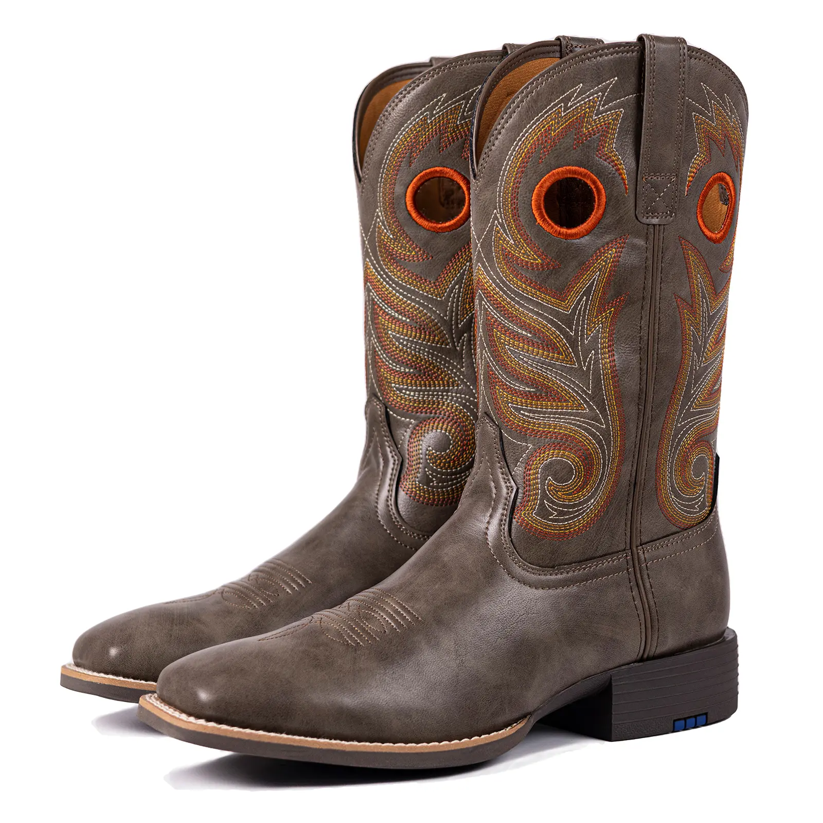 Palitutu Cowboy Boots for Men -Square Toe Botas with Classic Embroidered,Comfortable and Fashion Soft PU Leather,Fashion Closed Walking Shoes Decor Footwear tiktokshopbacktoschool