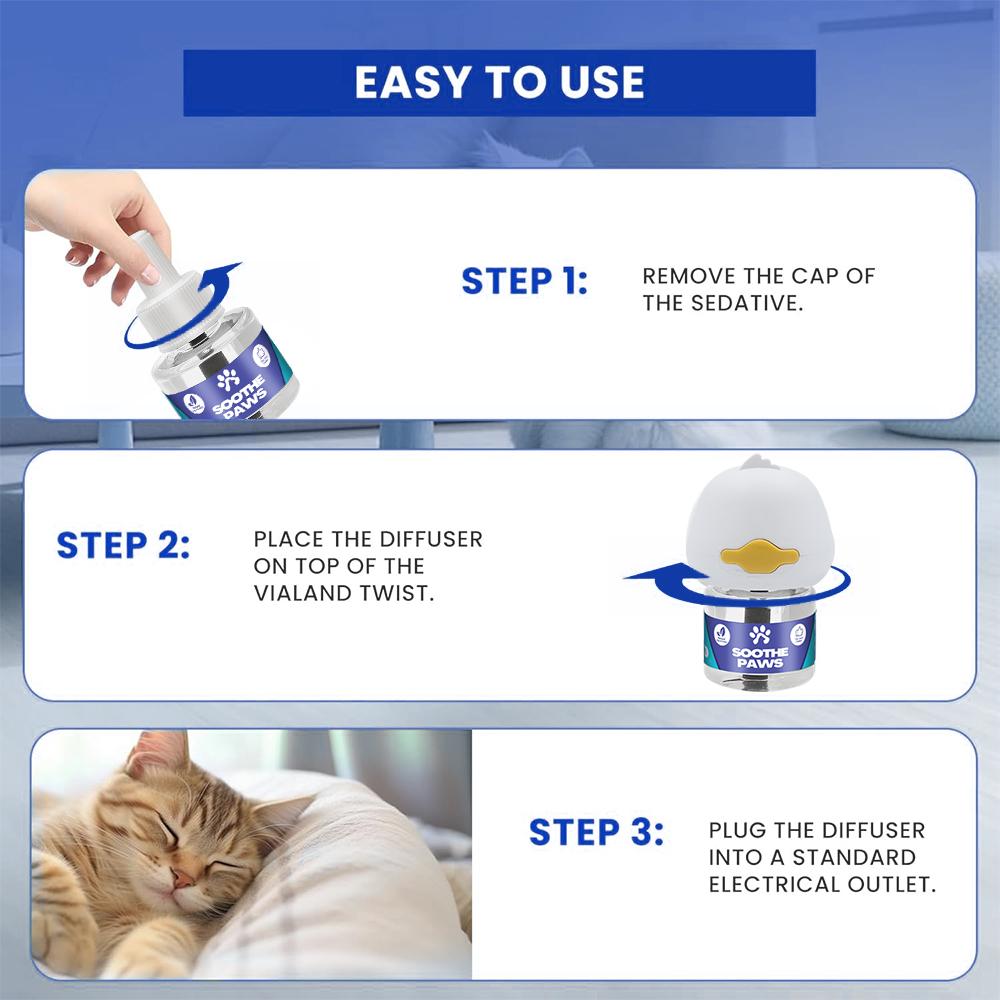 SoothePaws Cat Calming Pheromone Diffuser Kit — 1D+1R or 1D+2R (48 ml Refills) | Unscented & Drug-Free | Helps Reduce Scratching, Spraying, Hiding & Meowing | ~30 Days per Refill | Covers up to ~700 sq ft per Diffuser | 110–220V SoothePaws Cat Calming Pheromone Diffuser Kit — 1D+1R or 1D+2R (48 ml Refills) | Unscented & Drug-Free | Helps Reduce Scratching, Spraying, Hiding & Meowing | ~30 Days per Refill | Covers up to ~700 sq ft per Diffuser | 110–220V