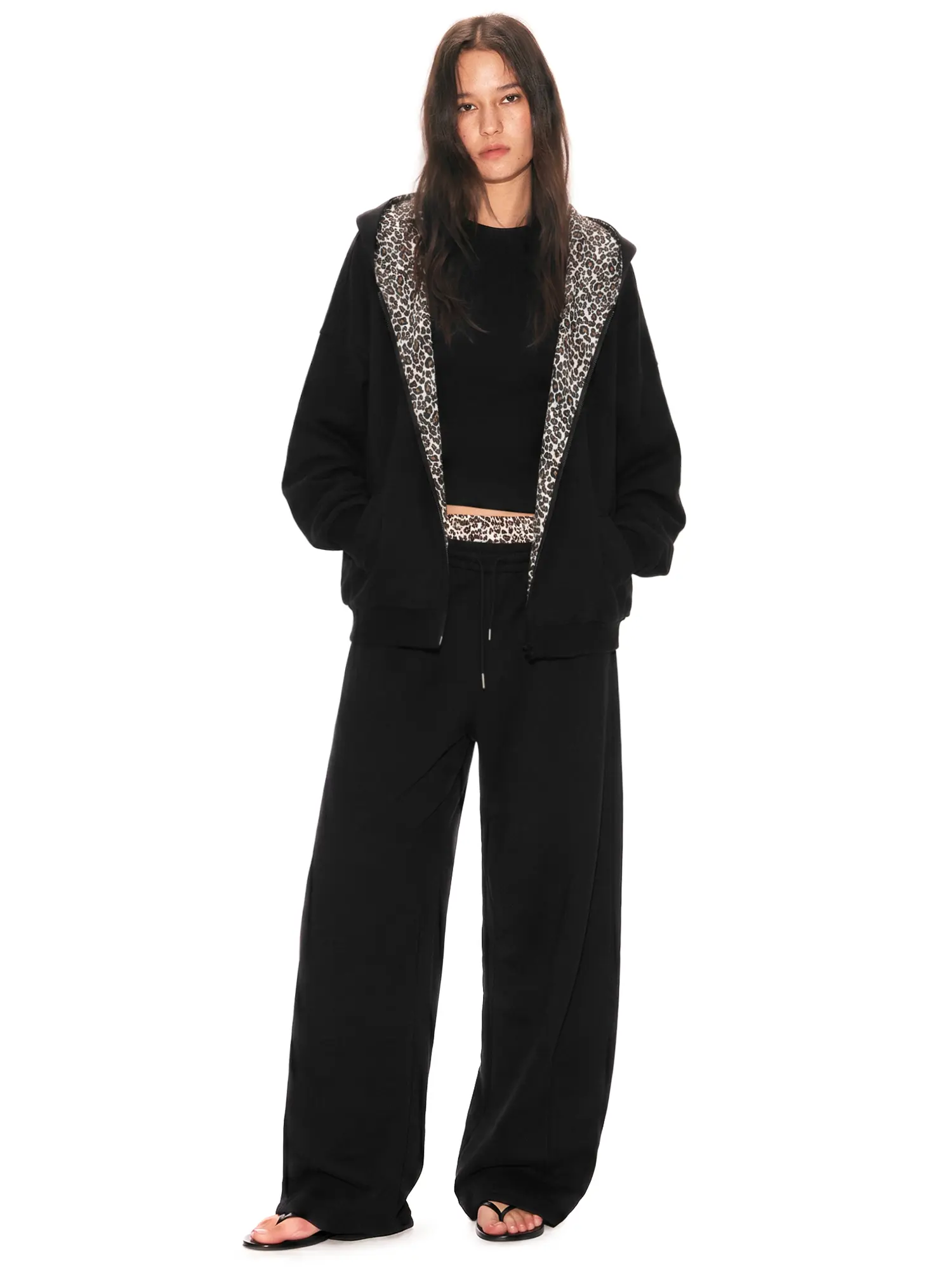 FDR Leopard Print Sweatshirt for Men & Women | Oversized Slightly Cropped Zip Up Hoodie with Cute Ears Hood Soft Fleece Top | Vintage Y2K Streetwear Top Unisex Casual Long Sleeve