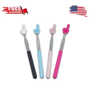 4 PCS Extendable Pointer Finger Stick - Bright Colored Telescopic Teachers Pointing Stick for Classroom, Presentation