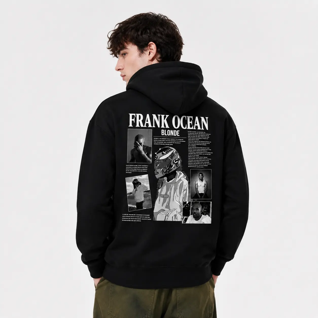Men's Letter & Figure Print Cotton Blend Hoodie - Menswear, American Casual Drawstring Pullover, Regular Fit Long Sleeve Pocket Hooded Sweatshirt, Artist Graphics, Streetwear Style, All Seasons, Stylish Daily Wear Gift