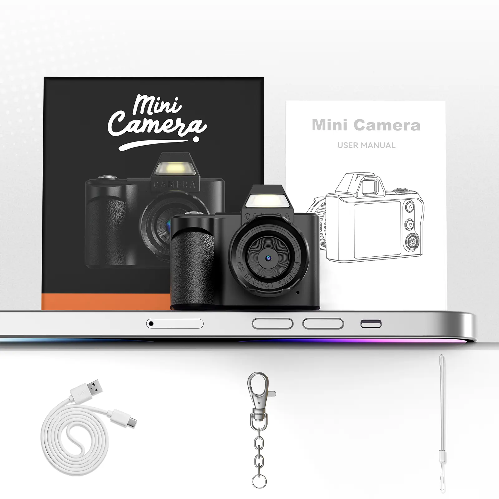 [DealsForYouDays]Mini Keychain Digital Camera with 64GB Card 1080P HD 8MP Lens Video Recorder Flash &  LCD Screen Portable Handycam for Travel Concerts Instant Party Perfect Gift