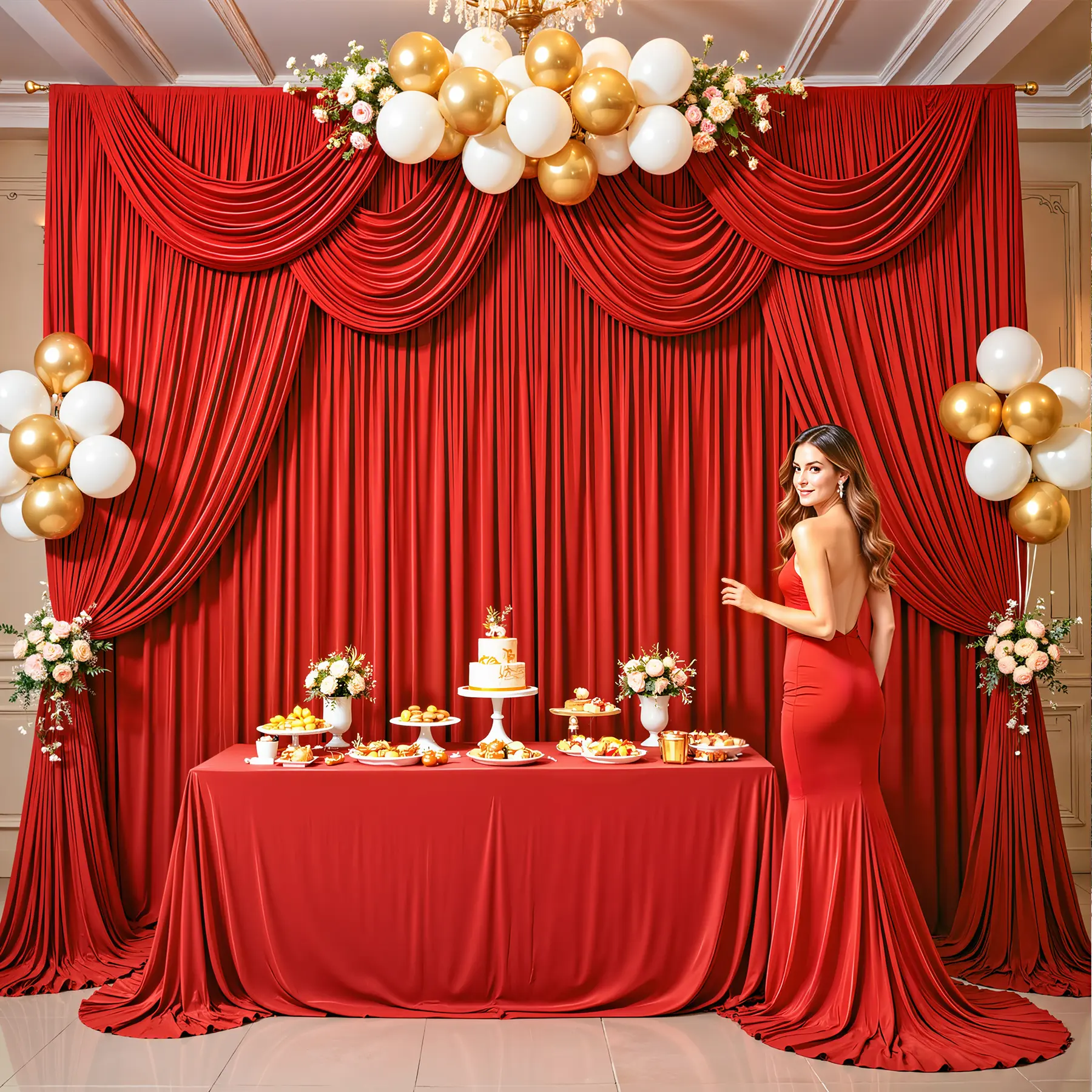 6 Panels - Lightweight Polyester Backdrop Curtains(Each Panels Size For 5FTX7FT/10FT/12FT), Minor Color Variance From Light/Screens/Dye Lots - for Holiday Party, Wedding Event Decor (Summer Sale, Mid Year Sale, Deals For You Day, Father's Day Gift), Party