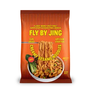 Fly By Jing Creamy Sesame Instant Noodles 6 Pack - Mild Spicy, Rich & Creamy, Inspired by Dan Dan Noodles, High Protein, Vegan & Non-GMO