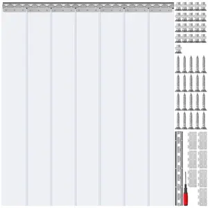 【FathersDayGift】VEVOR Strip Curtain, 84" Height x 42" Width, 0.08" Thickness, 7PCS Clear PVC Strip Door Curtain, Freezer Curtain, Plastic Door Strips for Walk in Freezers, Coolers & Warehouse Doors, with 50% Overlap