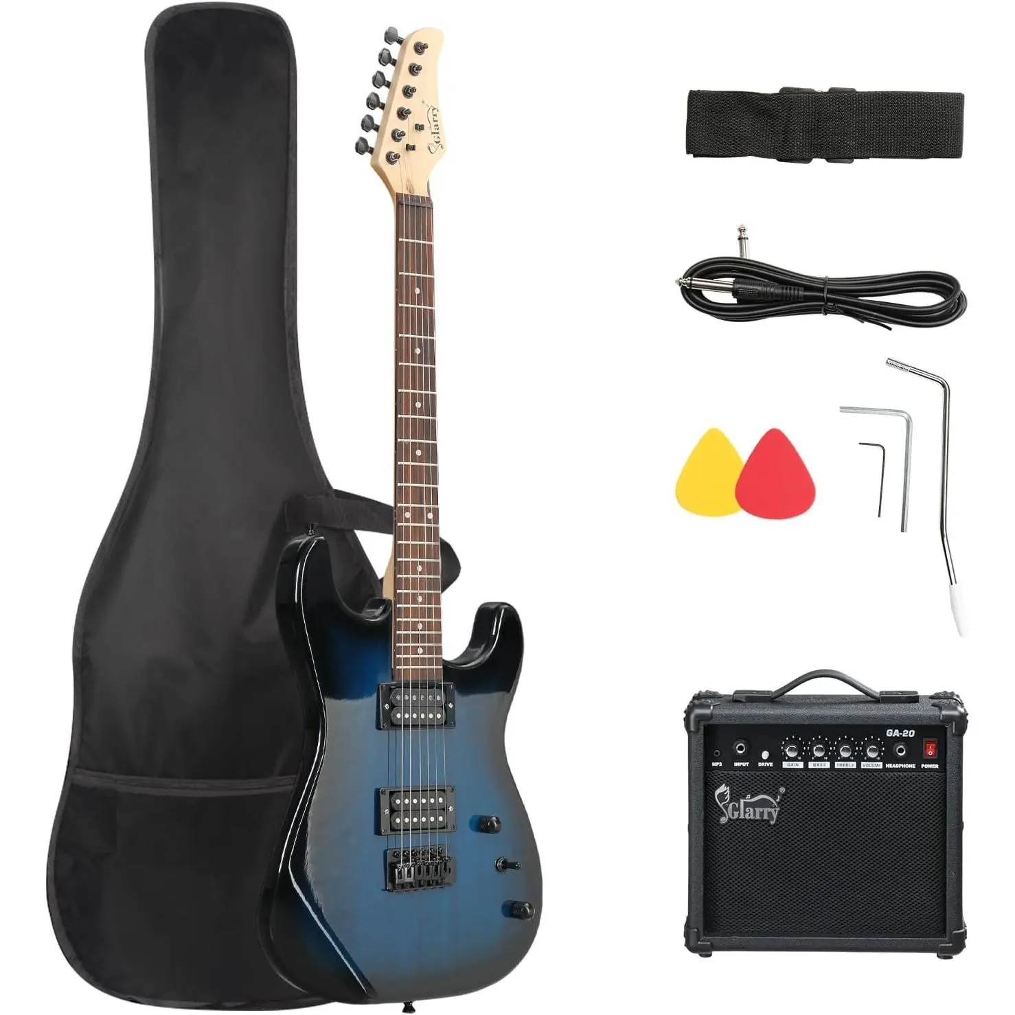 GLARRY 39in Unisex Electric Guitar Complete Kit - H-H Pickup Full Size Set for Beginners, Rock Music Enthusiasts with 20W Amp, Guitar Bag, Strings, Strap, Pick (TikTok Shop Back to School)