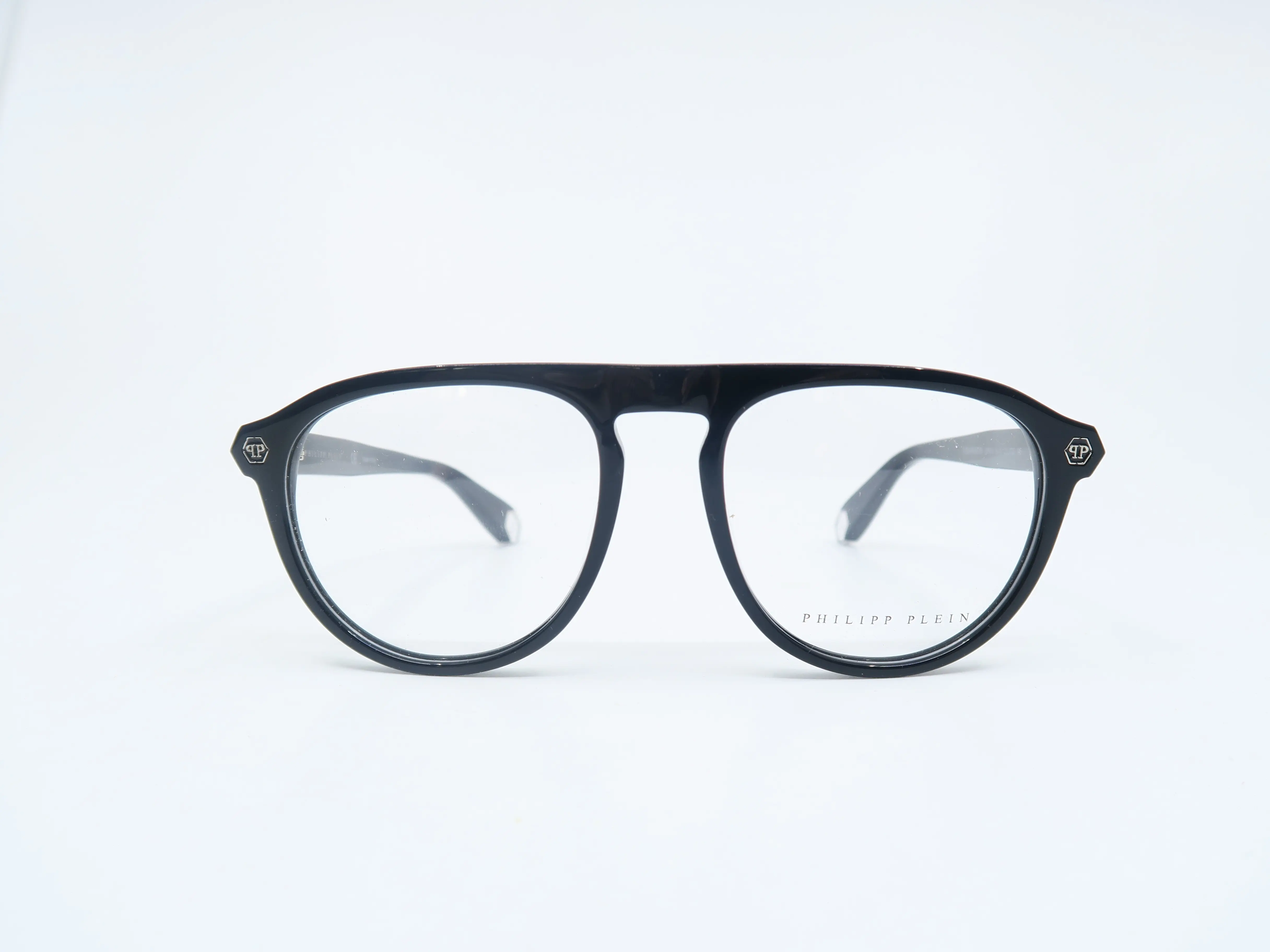 Philipp Plein Eyeglasses VPP016, Unisex Chic Pilot Acetate Frames for an Edgy Casual Look, Includes Microfiber Cloth, Casual Frames & Glasses, Chic Frames