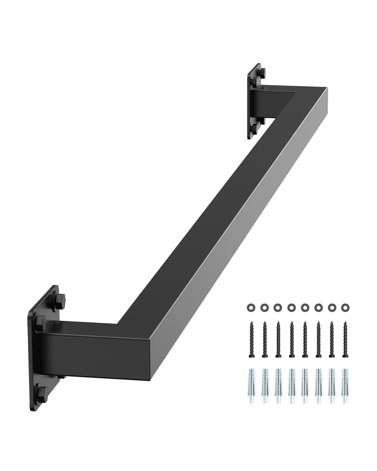 【summerfinds】VEVOR Wall Mounted Stair Handrail 4ft Black Iron Staircase Handrail Indoor 250lbs Load Capacity Industrial Railing for Steps Square Tube Loft Porch Deck 2 Sections