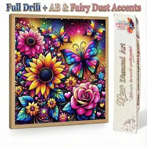 Fluorescent Winged Blossoms | Full Drill AB & Fairy Dust | Velvet Canvas | DIY 5D Diamond Painting Kit | Vivid Botanical Forest Creatures | Relaxing Mindfulness DIY | Therapeutic Rhinestone Puzzle | Sparkling Room Wall Decor | Adult Bead Craft