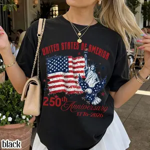 [Collection for 250th America Anniversary]Comfort Colors Patriotic USA 250 Years Shirt Vintage American Flag 1776-2026 Independence Day T-Shirt Retro 4th of July Tee America 250th Anniversary July Fourth Patriotic Gift Shirt for Men Women