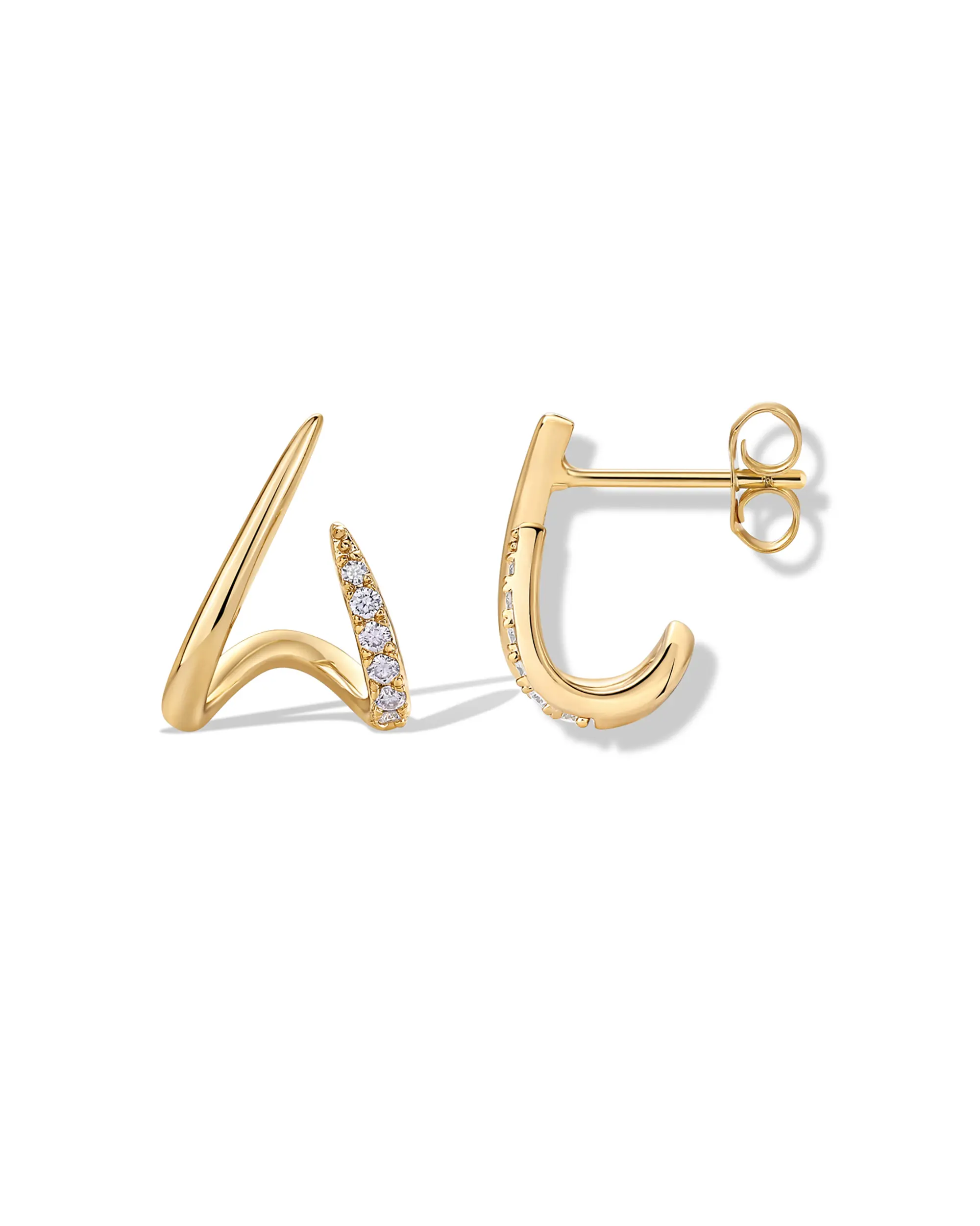 PAVOI 14K Gold Plated Stud Earrings for Women - Minimalist Gold Earrings Huggies with Cubic Zirconia - Dainty Trendy Jewelry