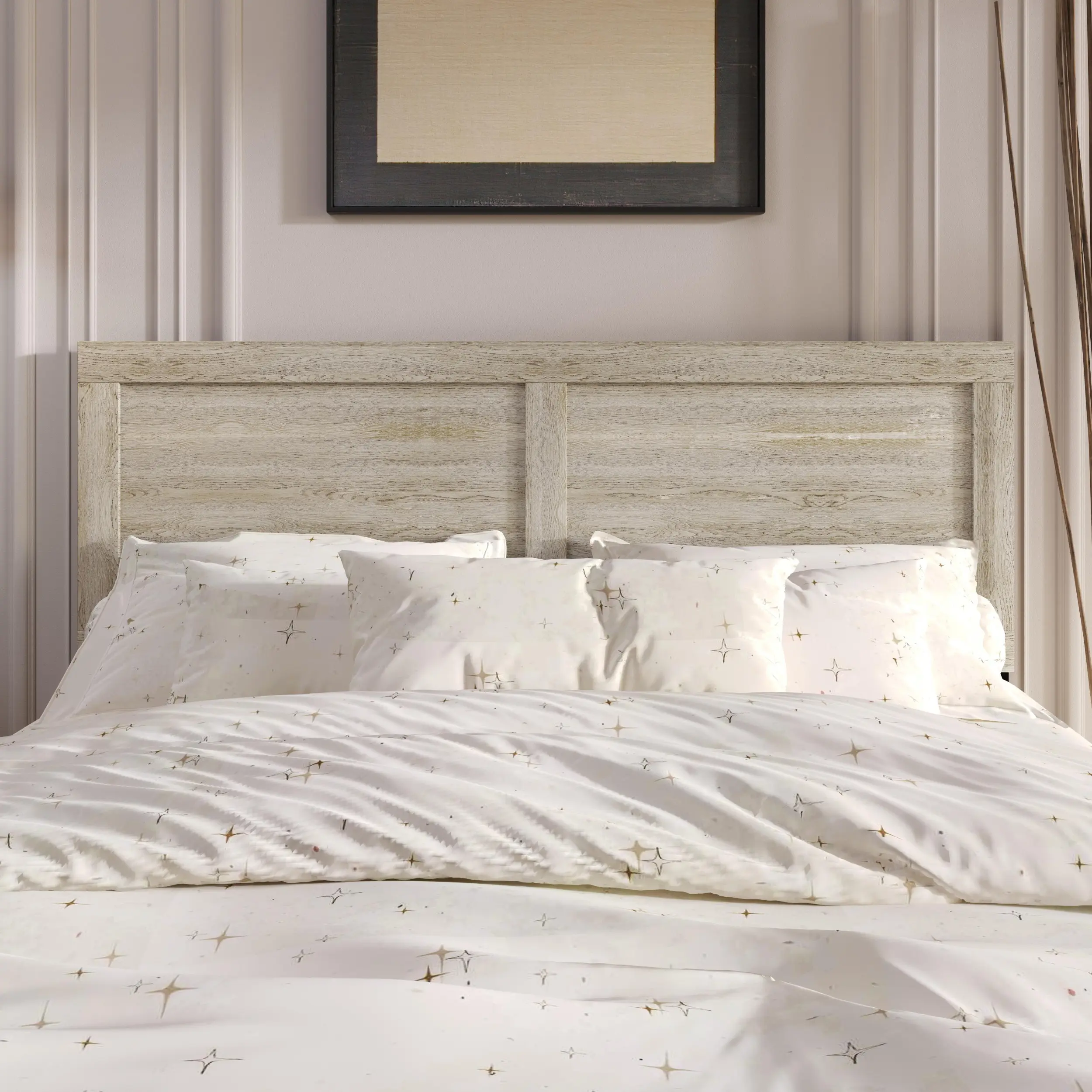 Favorer Yakima Black Indoor Headboard - Classic Transitional Interior Design, Adjustable 3-Height (41.3in-45.3in), Customizable Fit, Full Size:56.4"(l)x1.0"(d)x45.3"(h), Twin Size:39.9"(l)x1.0"(d)x45.3"(h), Assembly Required for Modern Bedroom, Adjustable