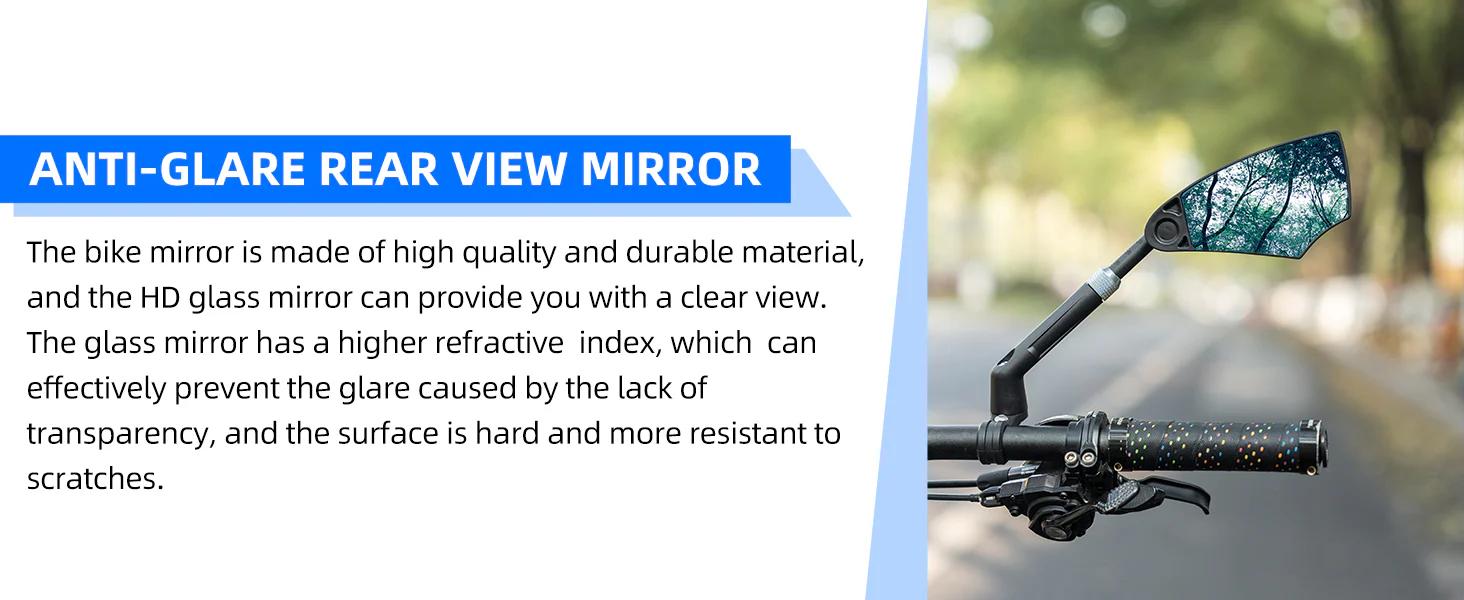 ROCKBROS 360° Adjustable Handlebar Bike Mirror with Anti-Glare Glass