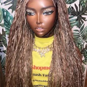 human hair Bohemian knotless braid wig