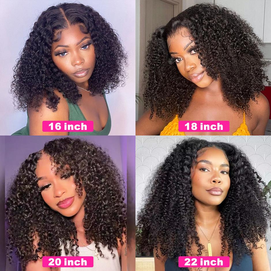 FORGIRL FOREVER Wear And Go Glueless Wig 7x5 Pre Cut Bleached Knots Afro Kinky Curly Wig Lace Front Human Hair Wigs #4 Chocolate Brown Kinky Curly Glueless Wig