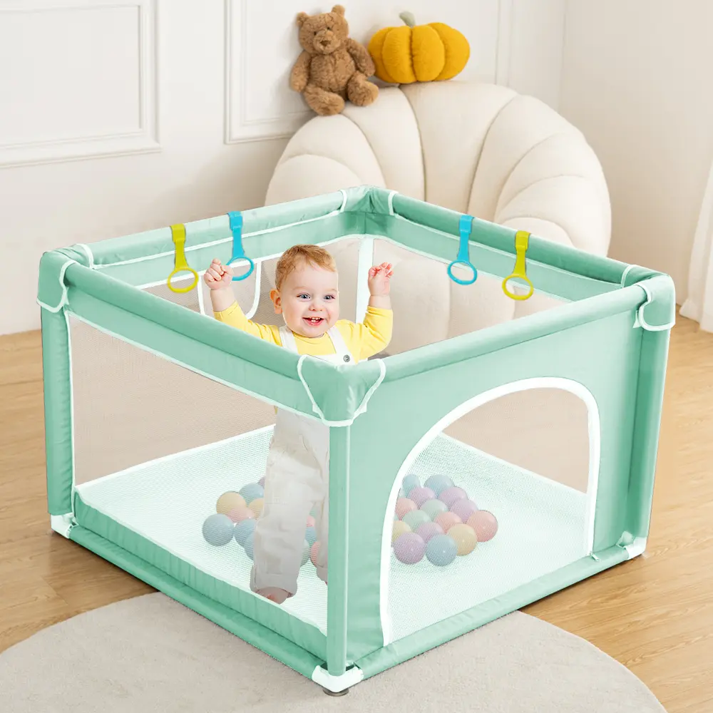 BIOBY Portable Baby Playpen, 36x36x26 inch, Small Baby Play Pens, Portable Soft Mesh Sturdy Pipe Ample Space for abies and Toddler, Full Mesh Design, Indoor & Outdoor Kids Activity Center, Portable Travel Design, Green, dealsforyou, summerwins, restock