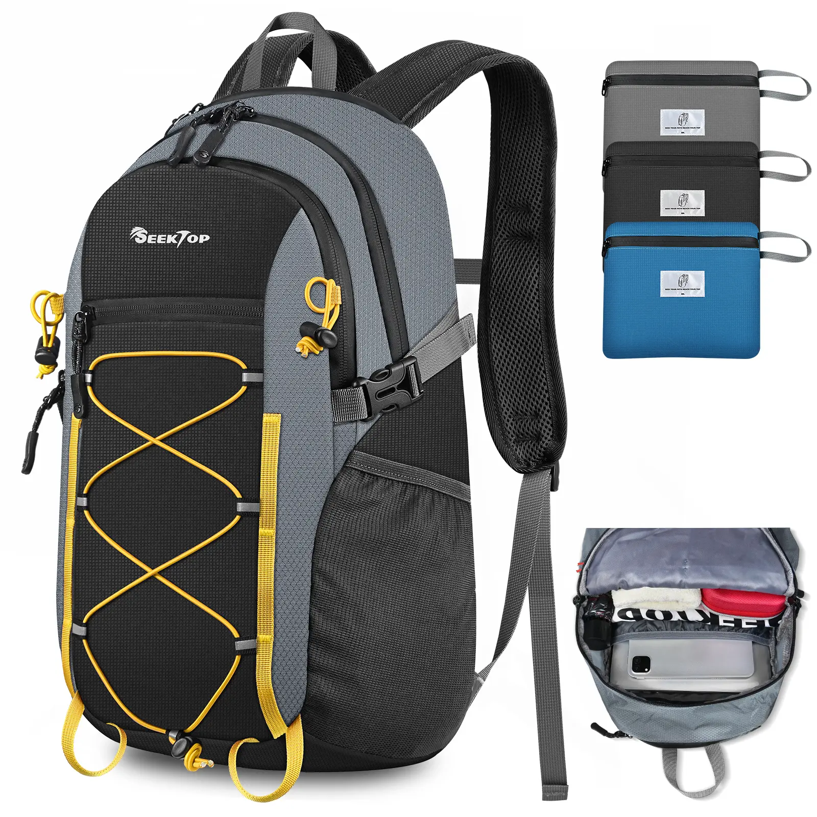 Seektop 20L Foldable Waterproof Hiking Backpack, Ultralight Small Lightweight Daypack.Packable Multifunctional Backpack for Men Woman