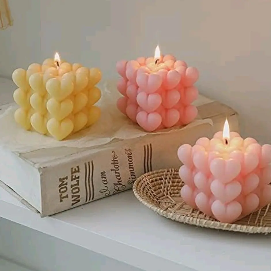 Cavity Heart Bubble Candle - Unique Design for Home Decor and Aromatherapy
