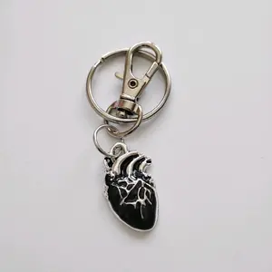 Black or Red Anatomical Heart Keychain
