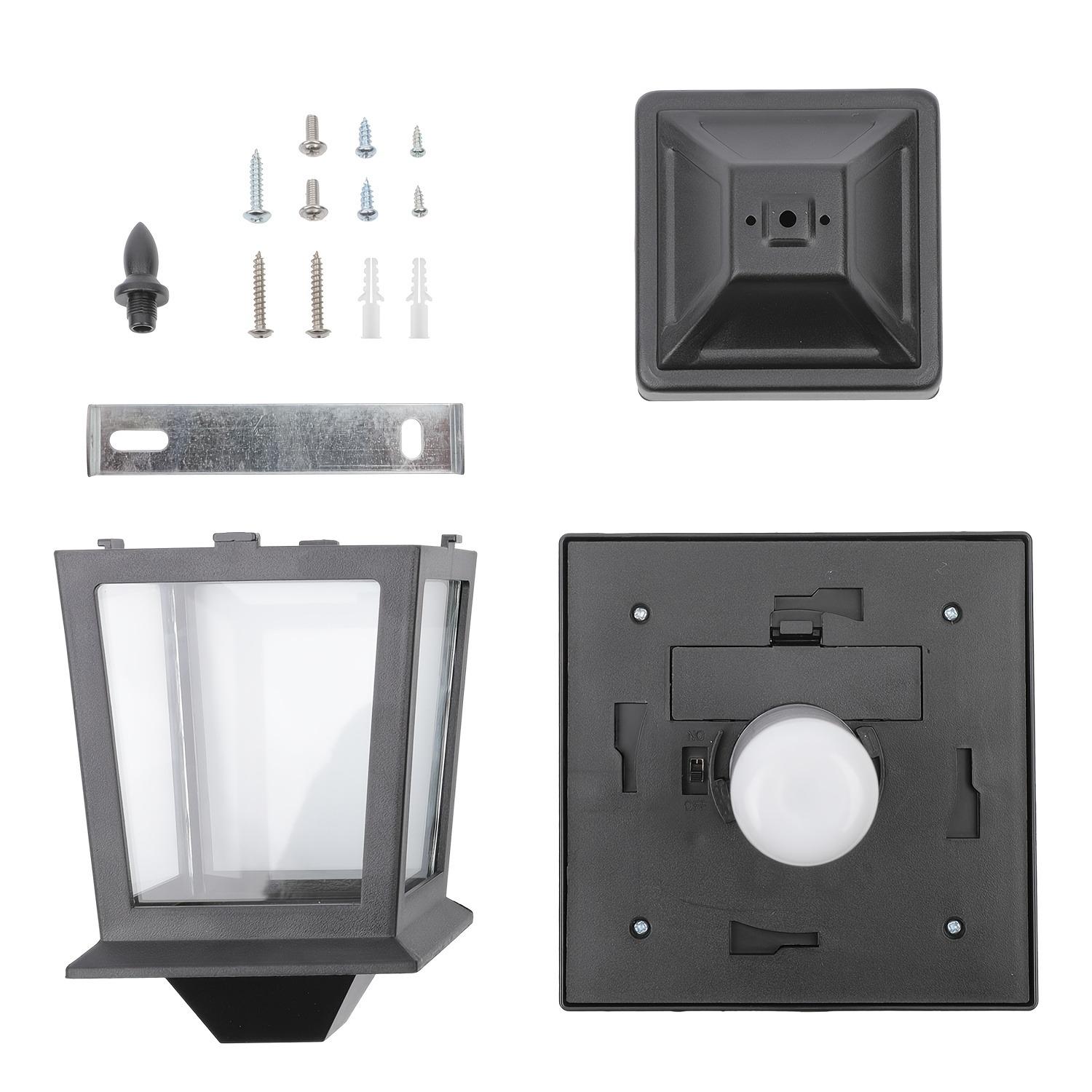 Hoodink Solar Flame Post Lights Outdoor, Solar Powered Lamps Fence Post Cap Lights, Flickering Flame LED Lantern Decorative IP44 for Garden Deck Patio Railing Dock Fence Stairs Decor, Fit 4x4, 5x5 Or 6x6 Wooden Posts