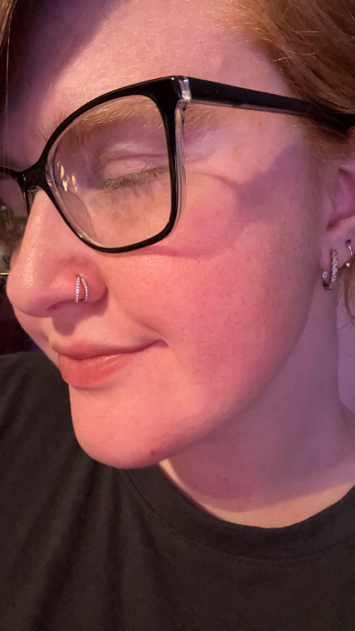 Oufer 20G AAA+ Grade CZ Hinged Double Row Nostril Piercing Nose Ear Hoop Ring 316L Stainless Steel 5mm-12mm Inner Diameter Cubic Zirconia Jewelry