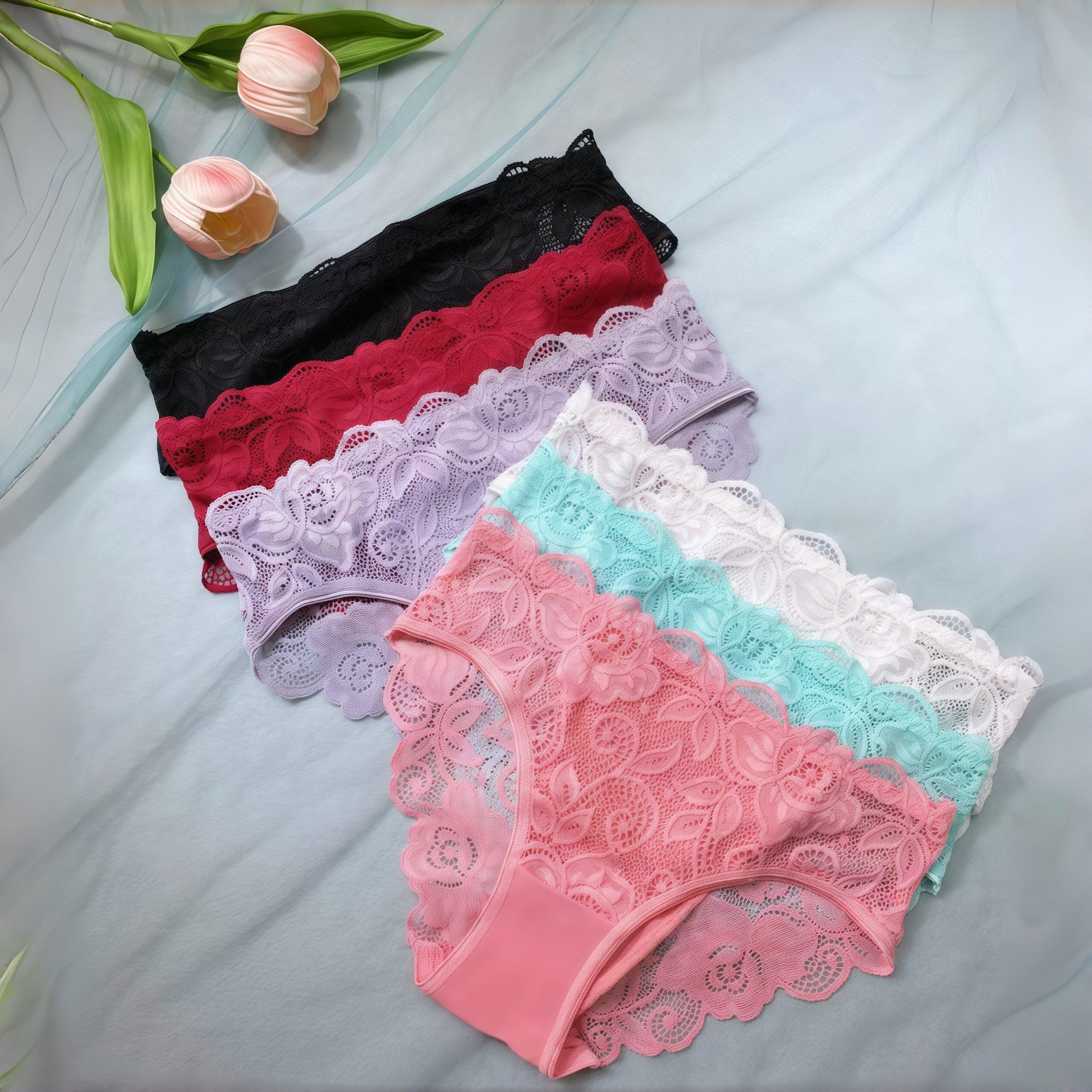 HH   18-piece women's plus-size panties: comfy & simple, soft/skin-friendly, sweat-absorbent & breathable. Wide elastic waist (no tightness/rolling) fits curves; rose-print semi-transparent,  for home/daily commute.Valentine's Day gift Womenswear Style