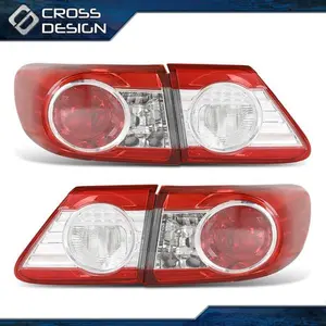 CROSSDESIGN 4pc Tail Lights Fits 2011 2012 2013 Toyota Corolla Driver Passenger