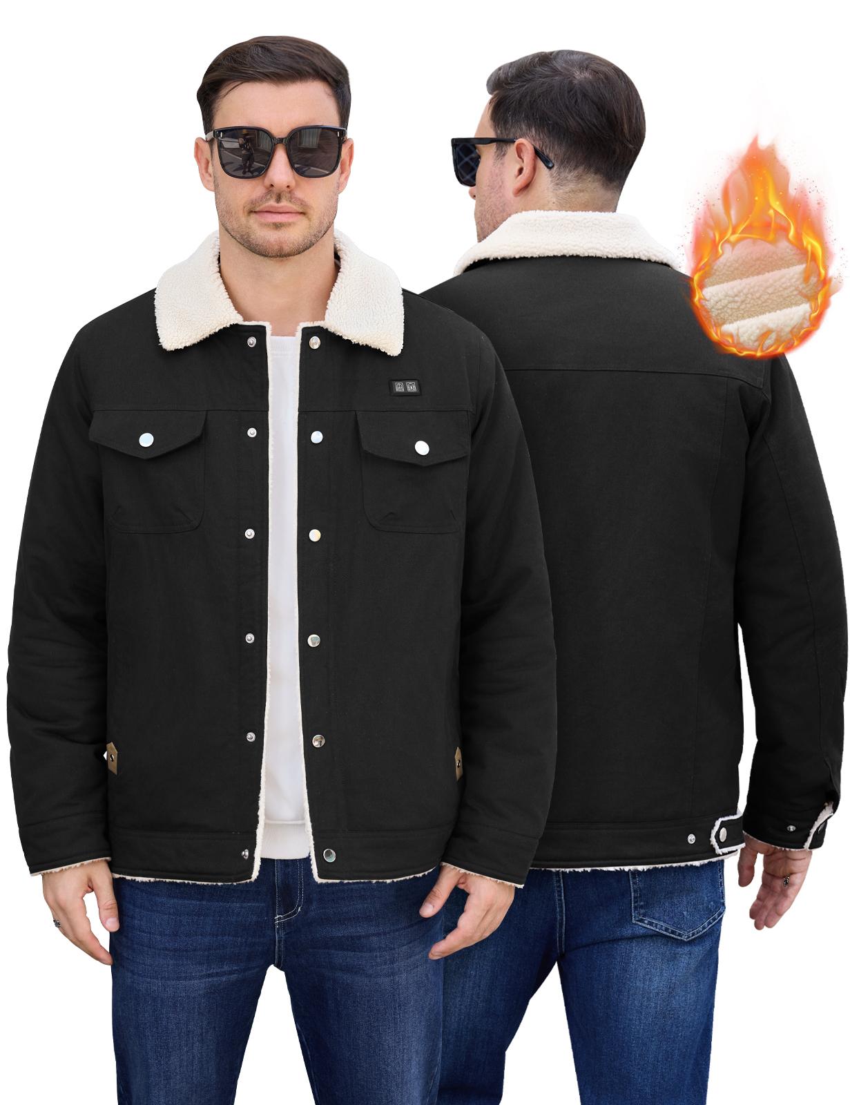 UMIPUBO Men's Heated Fleece Jacket with 5 Heat Zones, Sherpa Lining, Snap Closure, Warm Winter Outdoor Coat UMIPUBO Men's Heated Fleece Jacket with 5 Heat Zones, Sherpa Lining, Snap Closure, Warm Winter Outdoor Coat