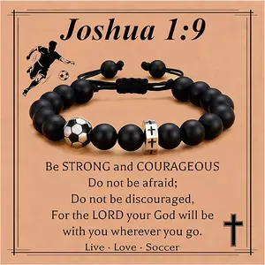 Baseball/Basketball/Football/Soccer Bracelet for Boys Cross Beaded Bracelet  Gifts for Boys Ball Players Team Lovers Fan Friend,Easter Basket Stuffers for Teens Boys