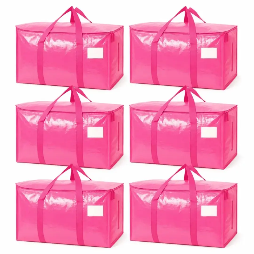 Portable Heavy Duty Moving Bags Extra Large Storage Tote, Heavy-Duty Durable High-Capacity Organizer with Tough Strapping, Clear Pocket, Secure Zipper for Dorm Planner, Foldable Blanket Storage Bag & Quilt Storage Bucket Dustproof