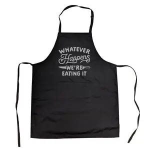 Cookout Apron Whatever Happens Were Eating It Grilling Baking Kitchen Chef Gift Funny Aprons Adjustable Household Items Graphic Print Funny Food Cover Novelty Cooking Aprons for Men Black