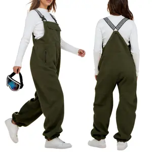 Molitree Women's Sherpa Fleece Overalls 2026  Warm Winter Casual Loose Jumpsuits Sherpa Bib Overalls Fuzzy Ski Pants with Pockets Basic Womenswear