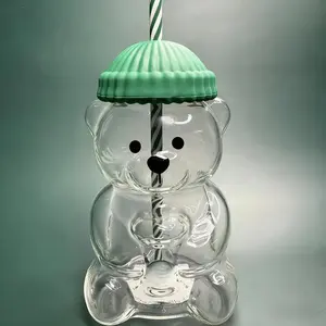 Bear Cup Star Brand Limited Edition Holiday Launch Bearista Coffee Mug Teddy Bear Glass Cup with Lid and Straw