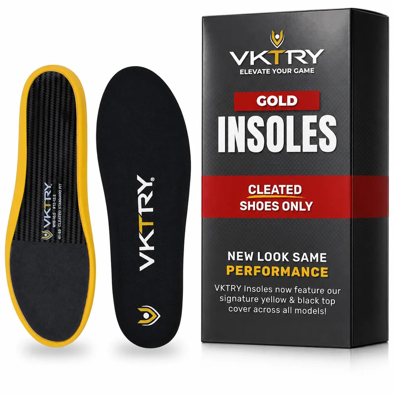 VKTRY Cleated Gold Carbon Fiber Performance Insoles