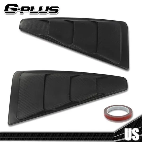 MOTOR GPLUS 2-Piece Carbon Look 1/4 Window Louvers Scoop Cover Pair Set - Roush Inspired PP Plastic, Adhesive Tape Hardware, Easy Install, Aesthetic Sporty Upgrade for 05-14 Mustang, 1/4 Window Fit, Father's Day Gift