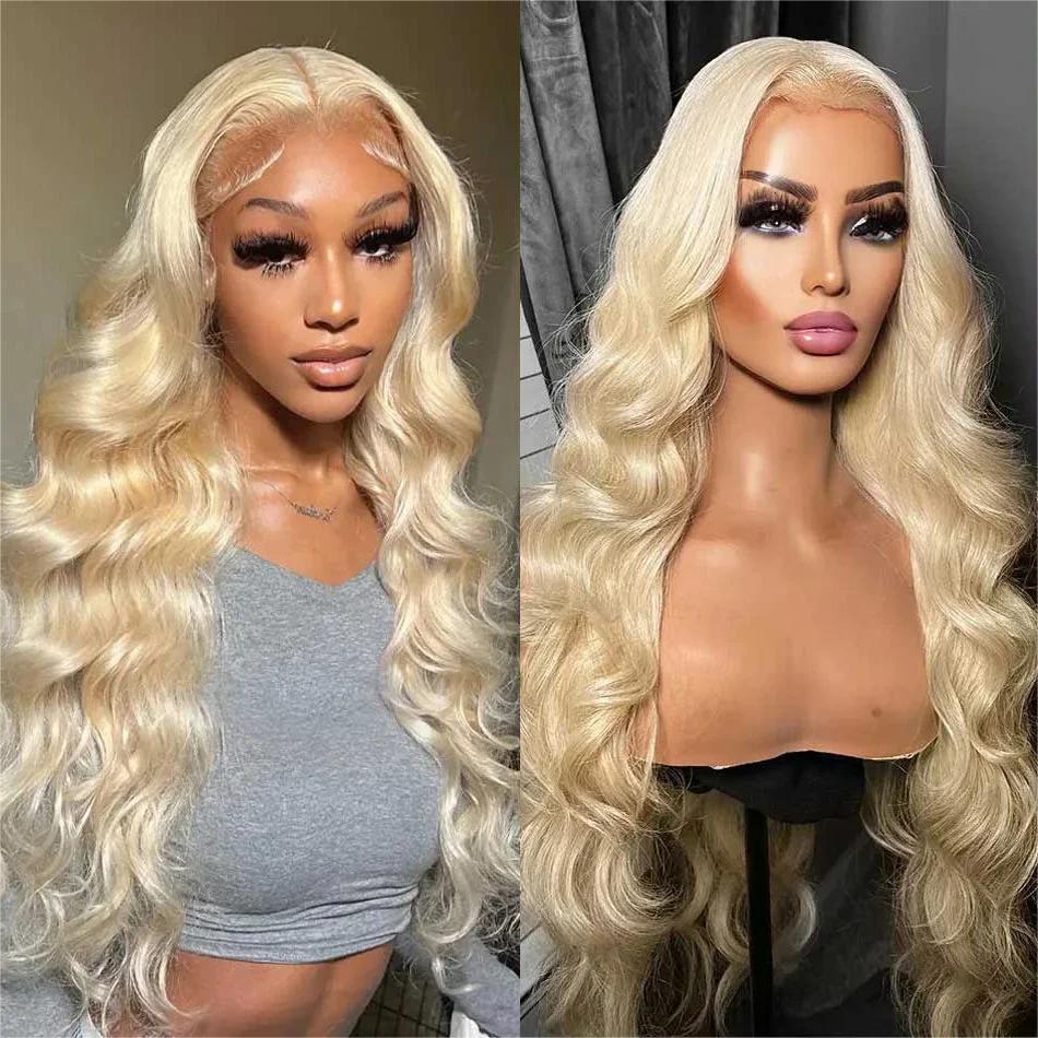 Hot Star 613 Blonde and Neon Red Straight and Body Wave HD Transparent 13x6 Lace Front Human Hair Wigs for Women Glueless Brazilian hair Lace Frontal PrePlucked Wig