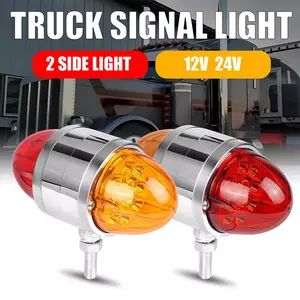 2 x LED Semi Truck Trailer Fender Dual Face Red/Amber Marker Turn Signal Lights