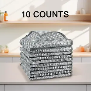 10/20-Pack Heavy-Duty Stainless Steel Scrubbers – Non-Scratch Cleaning Pads for Cookware, Sinks & Kitchen Surfaces | Reusable, Rust-Resistant & Dishwasher Safe (Silver) Cleaning helper
